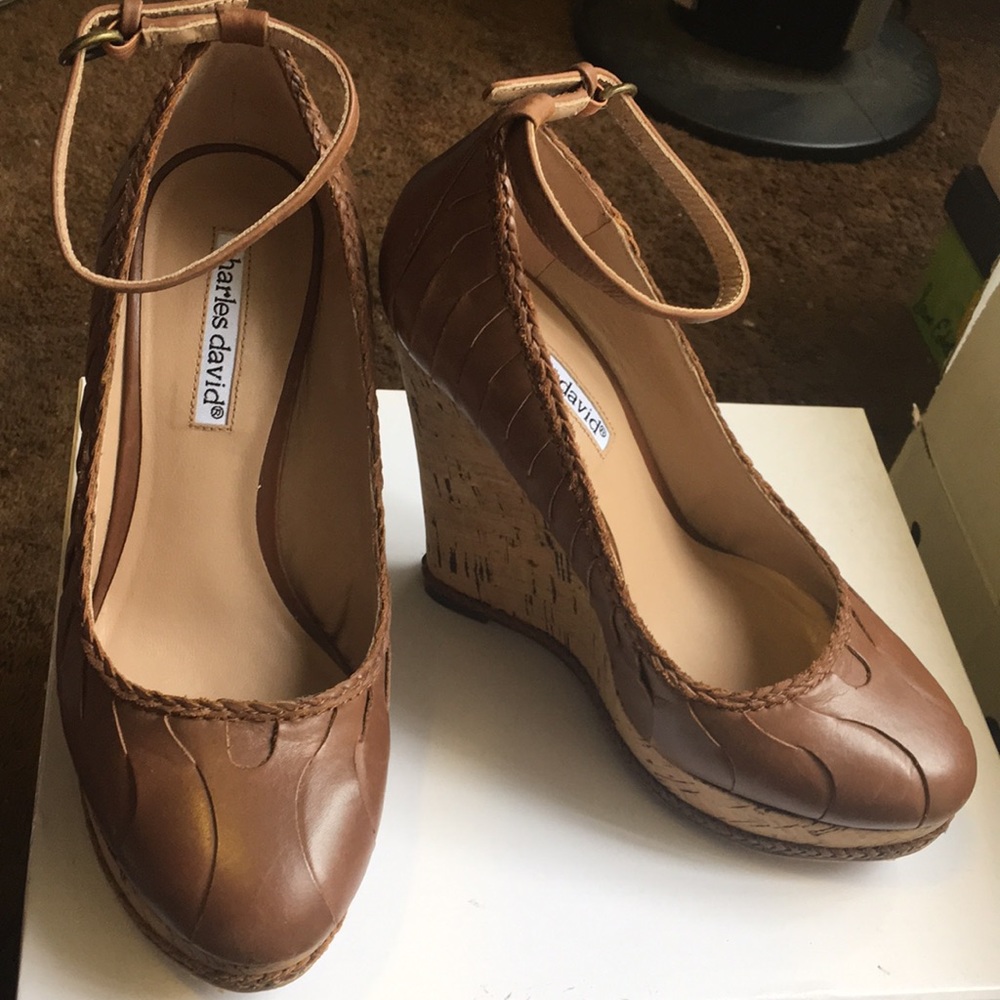 Brown Leather Charles David Wedges